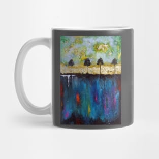 Trees at the bank of blue river Mug